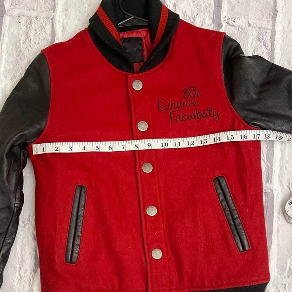 Moussy Bomber Jacket Women’s Red Embroidered Letterman Varsity Size 2 - Picture 5 of 8